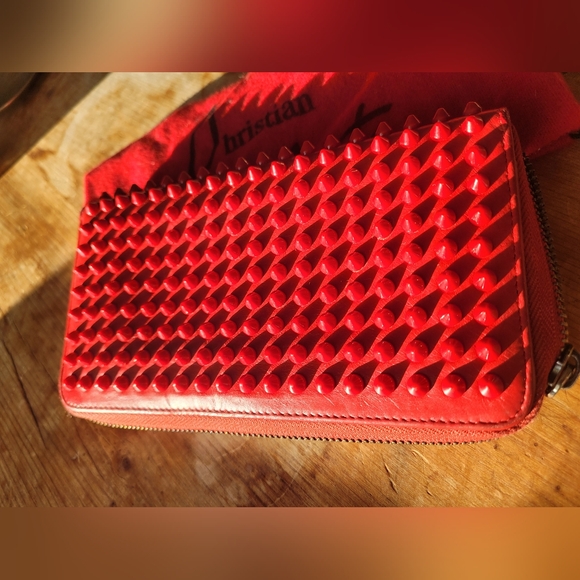 Christian Louboutin Handbags - Christian Louboutin Red Calfskin Panettone Studded Wallet
